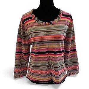 vintage multi color stripe long sleeve top large